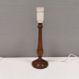 Old Danish table lamp in turned dark wood