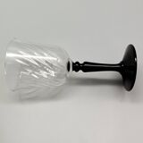 6 liqueur glasses on black opaline foot france, onyx luminarc vintage