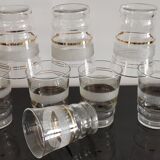 8 glasses with white granite strip and golden borders year 50's