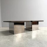 Set Peter Draenert stainless steel and stone coffee tables, 1970s