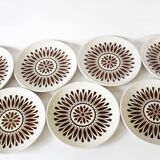 7 vintage ceramic plates, Biltons Staffordshire Ironstone 1970 England