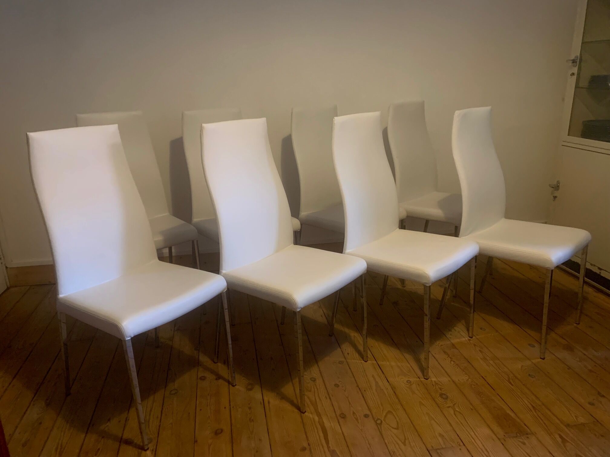 Set of 8 chairs design Cattelan leather and chrome
