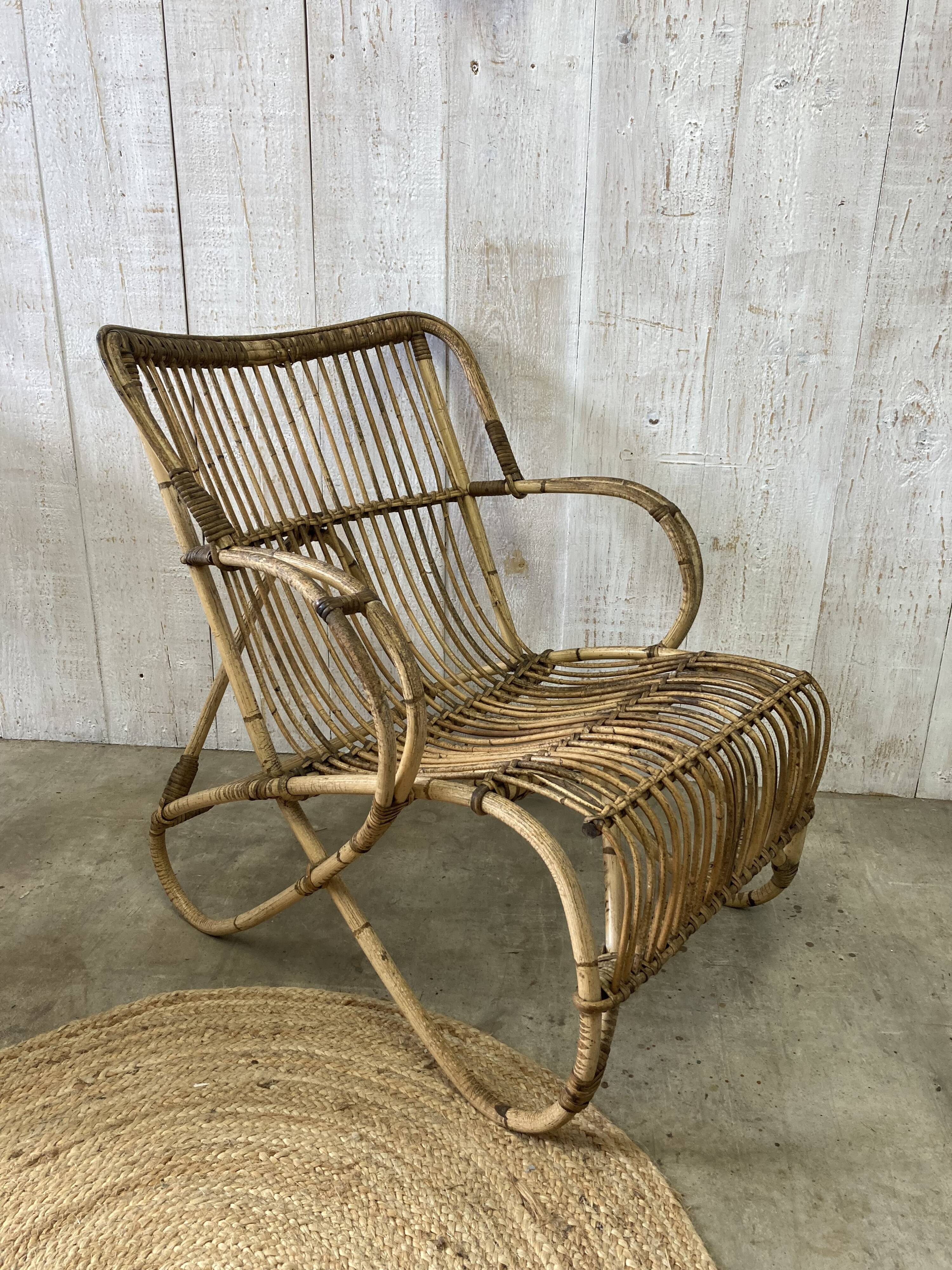 Pair of vintage rattan armchairs