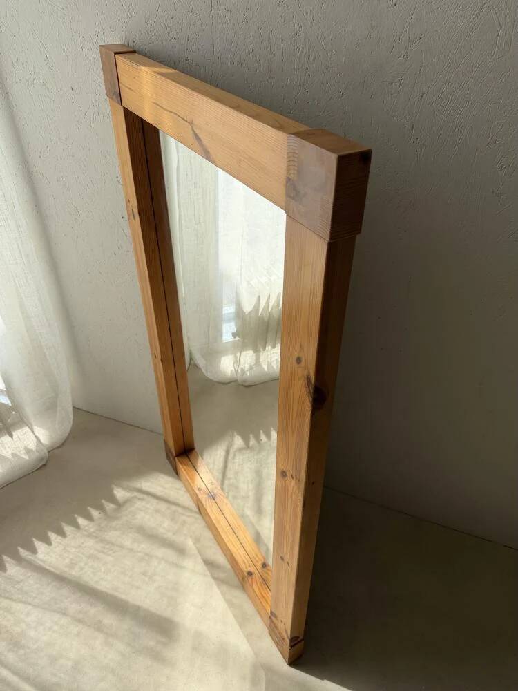 Large Danish pine wall mirror 1970s