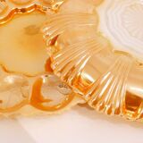 Pair of iridescent orange glass egg plates