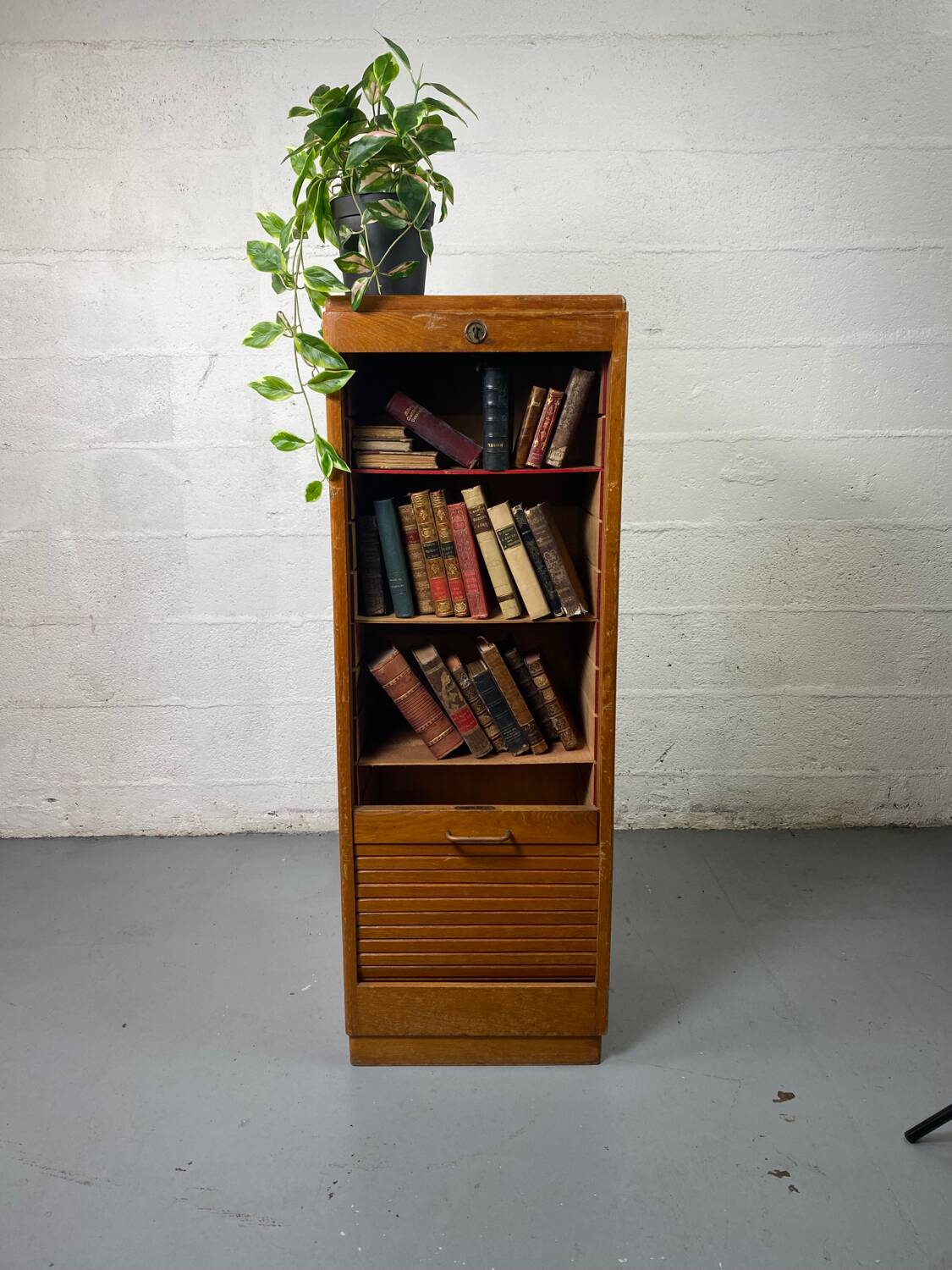 Vintage curtain file cabinet