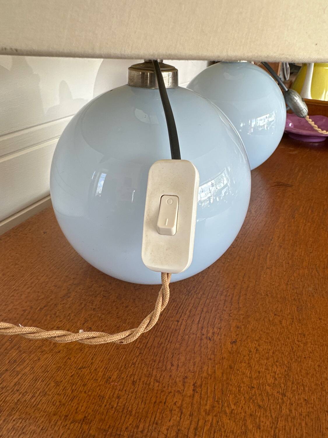 Paire lampes opaline