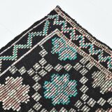 Blue & Black Handmade Wool Kilim Rug, 194x305Cm