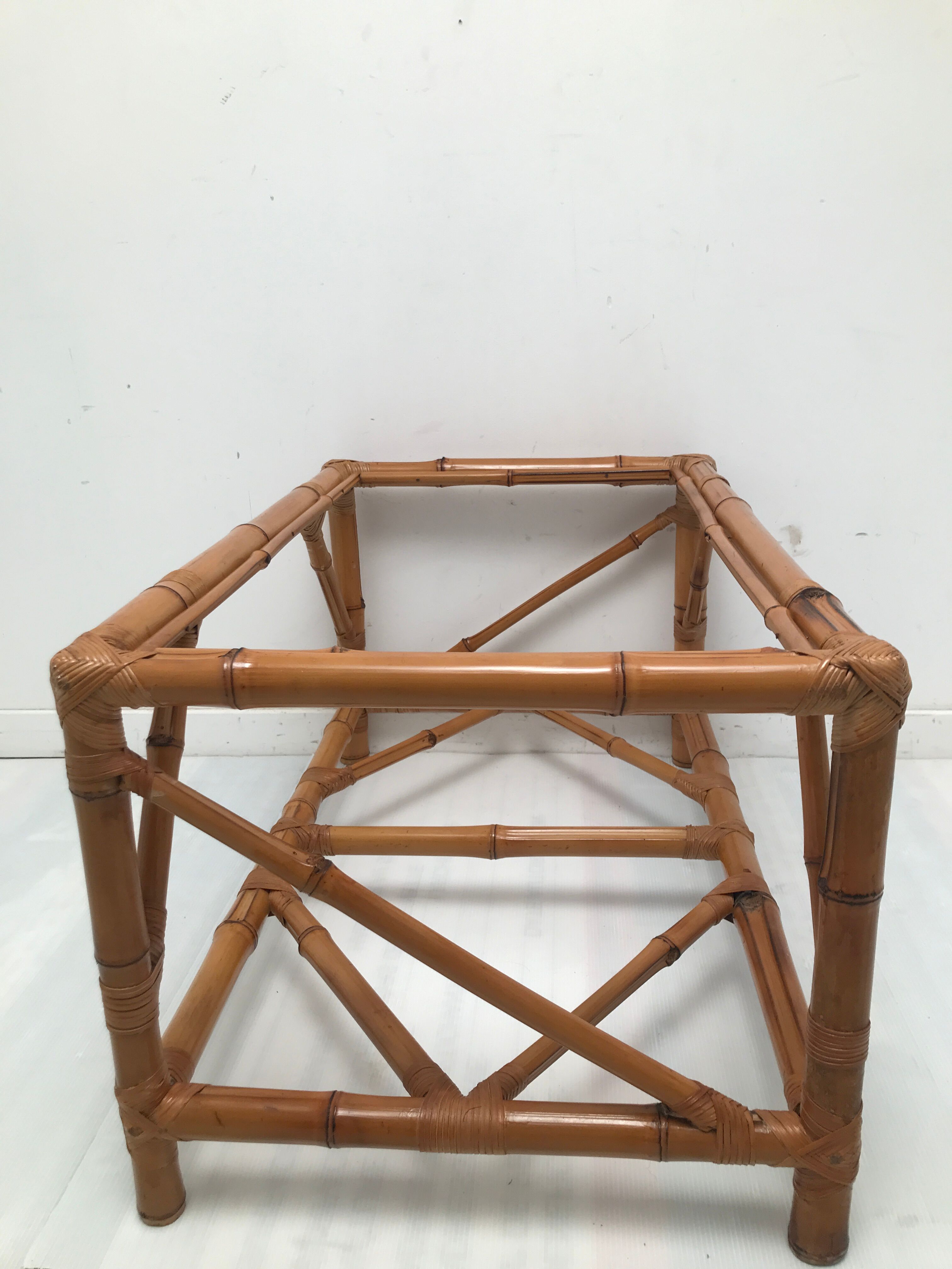 Vintage coffee table in real bamboo and glass 60/70