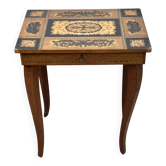 Marquetry music storage table