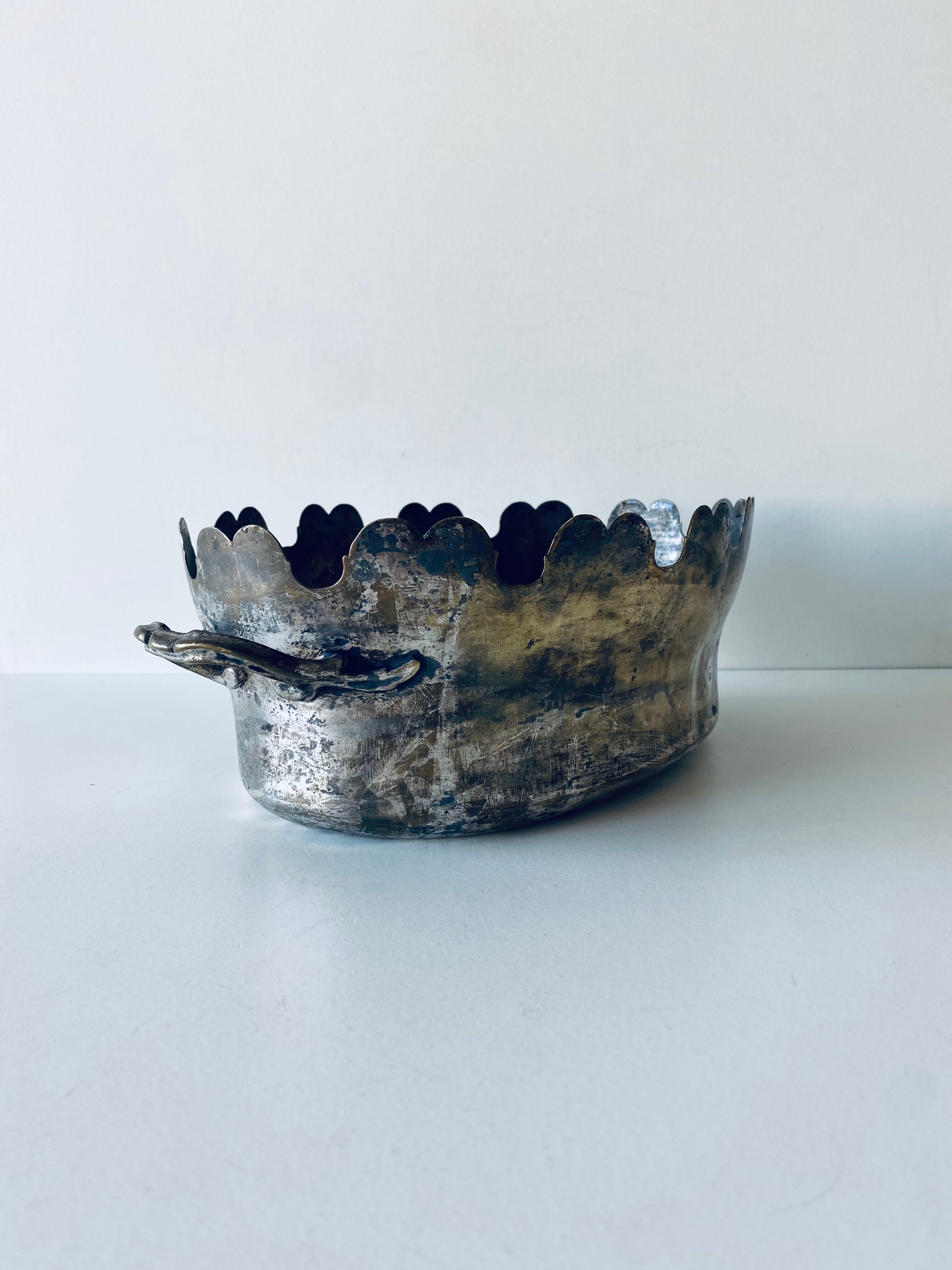 Silver metal flower pot or cover