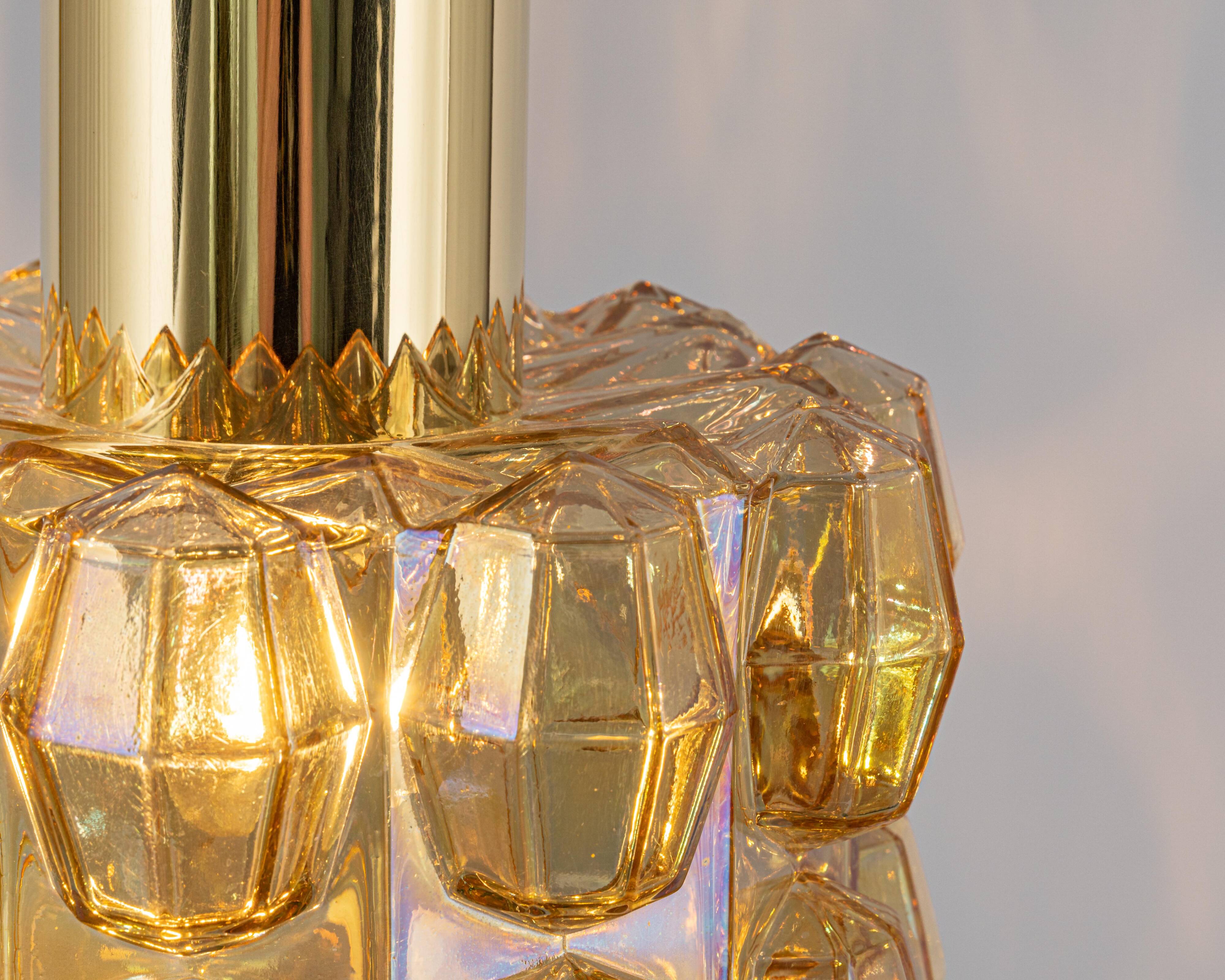 Large amber glass pendant by Limburg, Germany, 1970s.