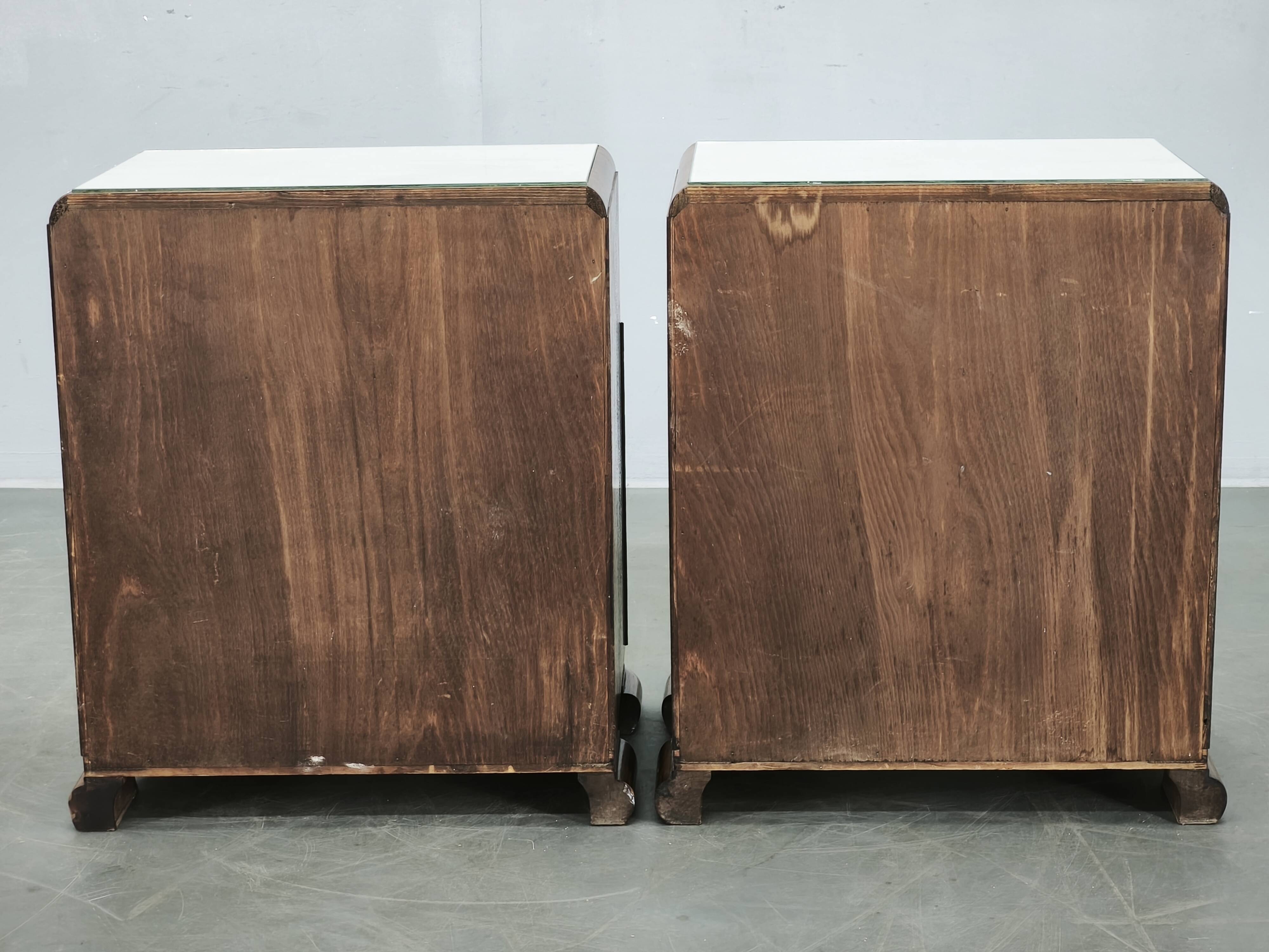 Pair of Art Deco Walnut Nightstands, Czechoslovakia, 1930s