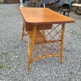 Vintage rattan desk from the 60s, 100cm L