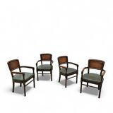 4 x RAC Royal English dining chairs / green leather cushions