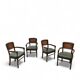 4 x RAC Royal English dining chairs / green leather cushions
