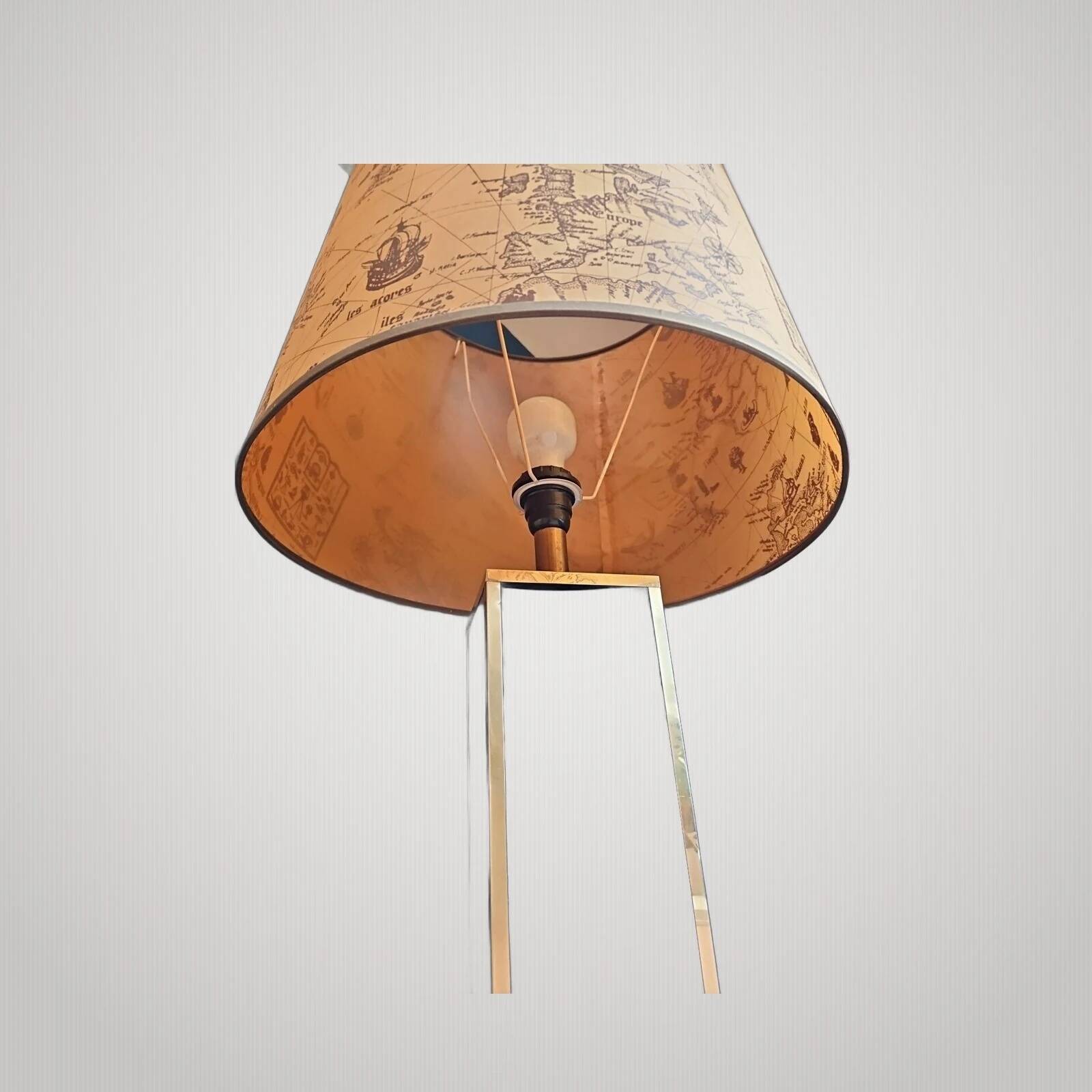 Large Brass and Black Lamp 1970s Dlg Maison Jansen Design and Elegance