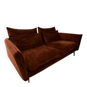 Burgundy velvet sofa