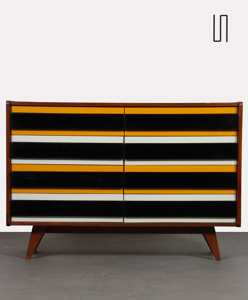 Yellow and black chest of drawers, model U-453, by Jiri Jiroutek, 1960