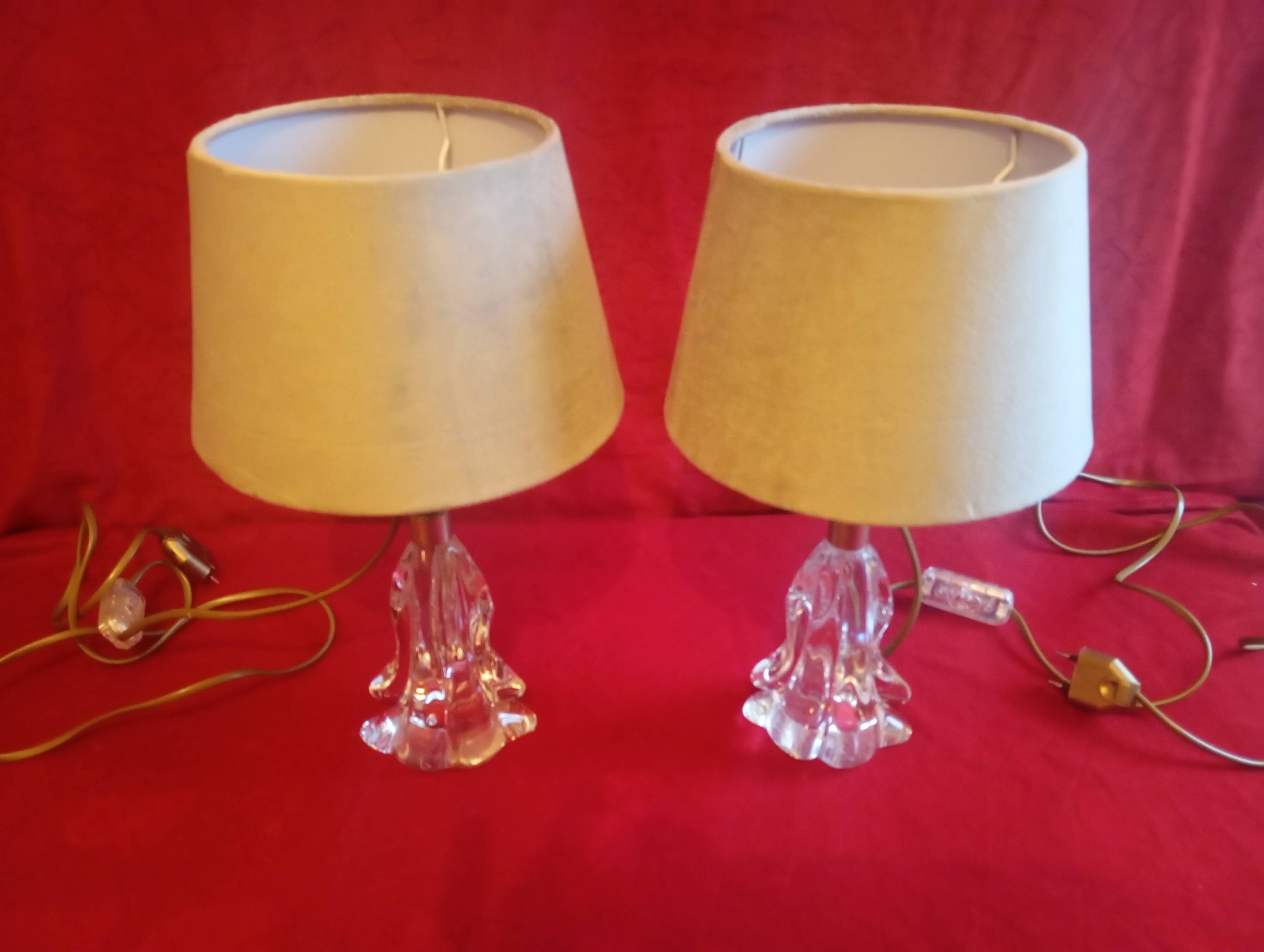 Pair of crystal lamps (attributed to Baccarat)