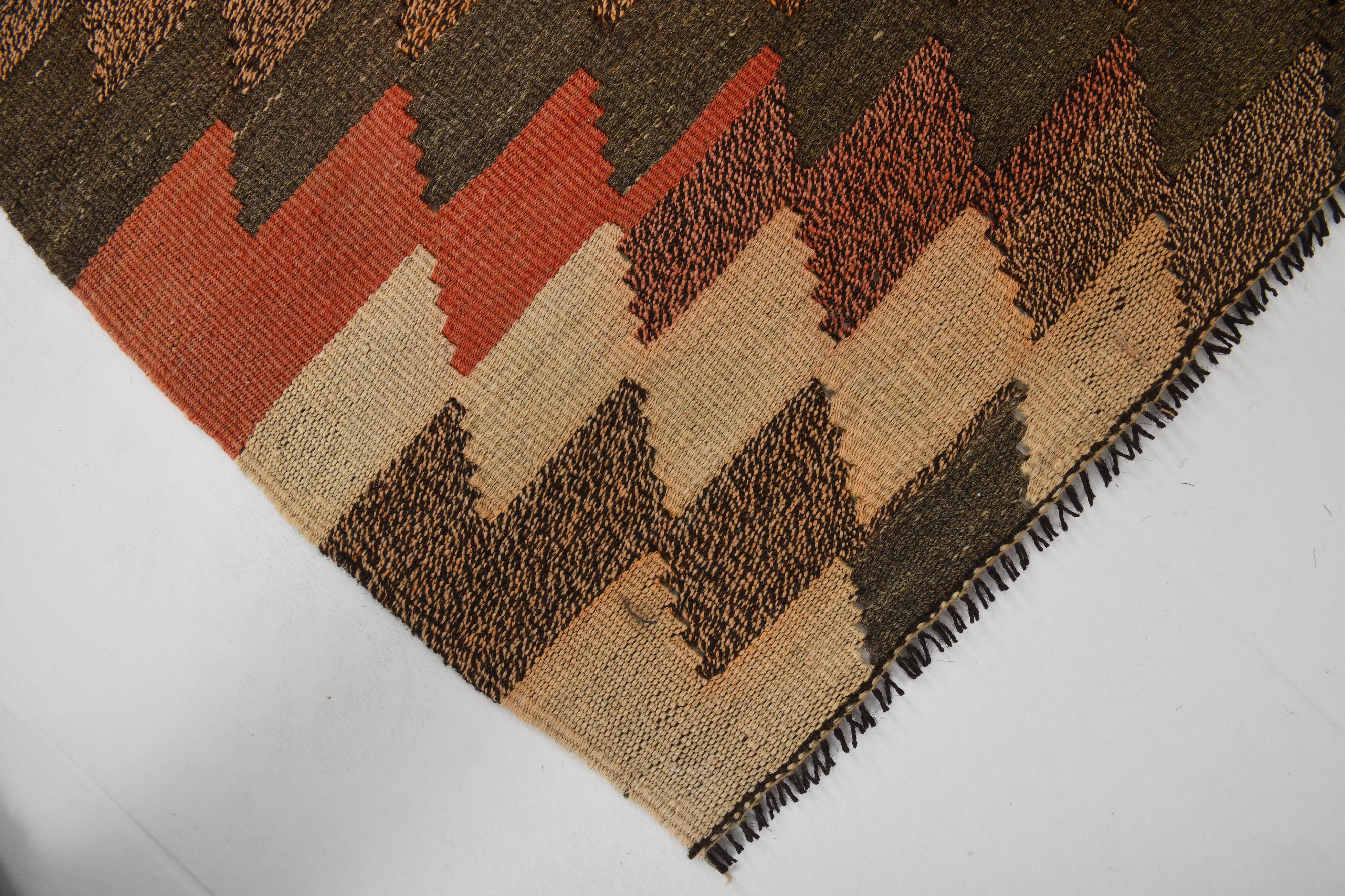 5x8 Orange & Brown Tribal Vintage Kilim Rug, 149x253Cm