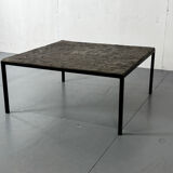Mid Century minimalistic modernist slate and steel coffee table, 1950s
