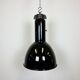Ensemble de 4 suspensions industrielles bauhaus black enamel, années 1960