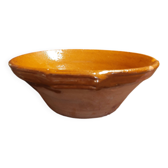 Antique glazed terracotta salad bowl