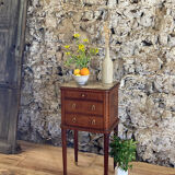 Louis XVI bedside in antique exotic wood marquetry / or harness