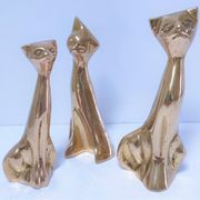 Trois chats laiton massif design années 80
