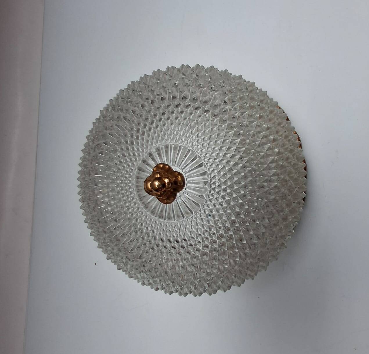 Vintage Limburg a610 gold textured diamond point glass ceiling light