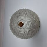 Plafonnier vintage en verre pointe diamant Limburg a610 doré texturé