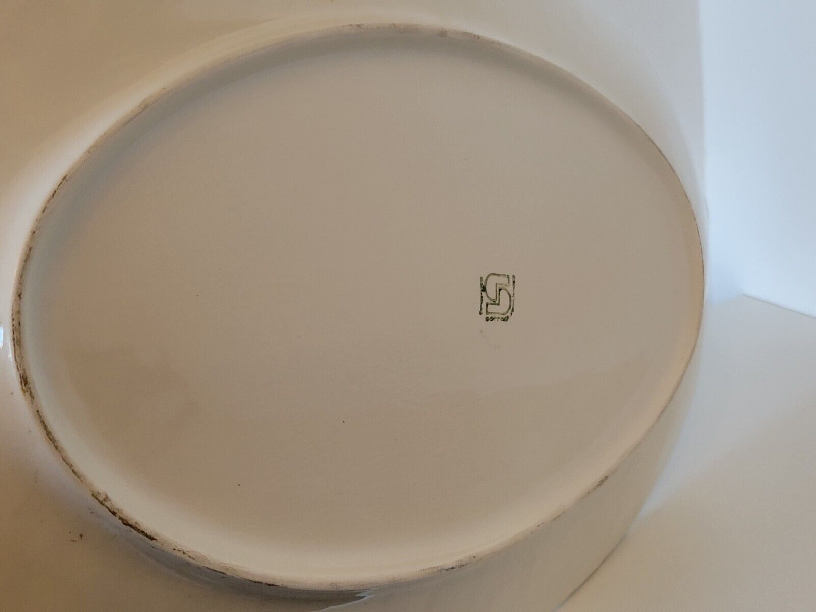 Plat à poisson & saucière en barbotine Sarreguemines vintage