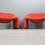 Pierre Paulin Set of 2 F598 Groovy Armchairs for Artifort New Upholstery, 1972