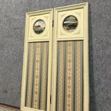 Louis XVI style screen with two leaves in lacquered wood circa 1850