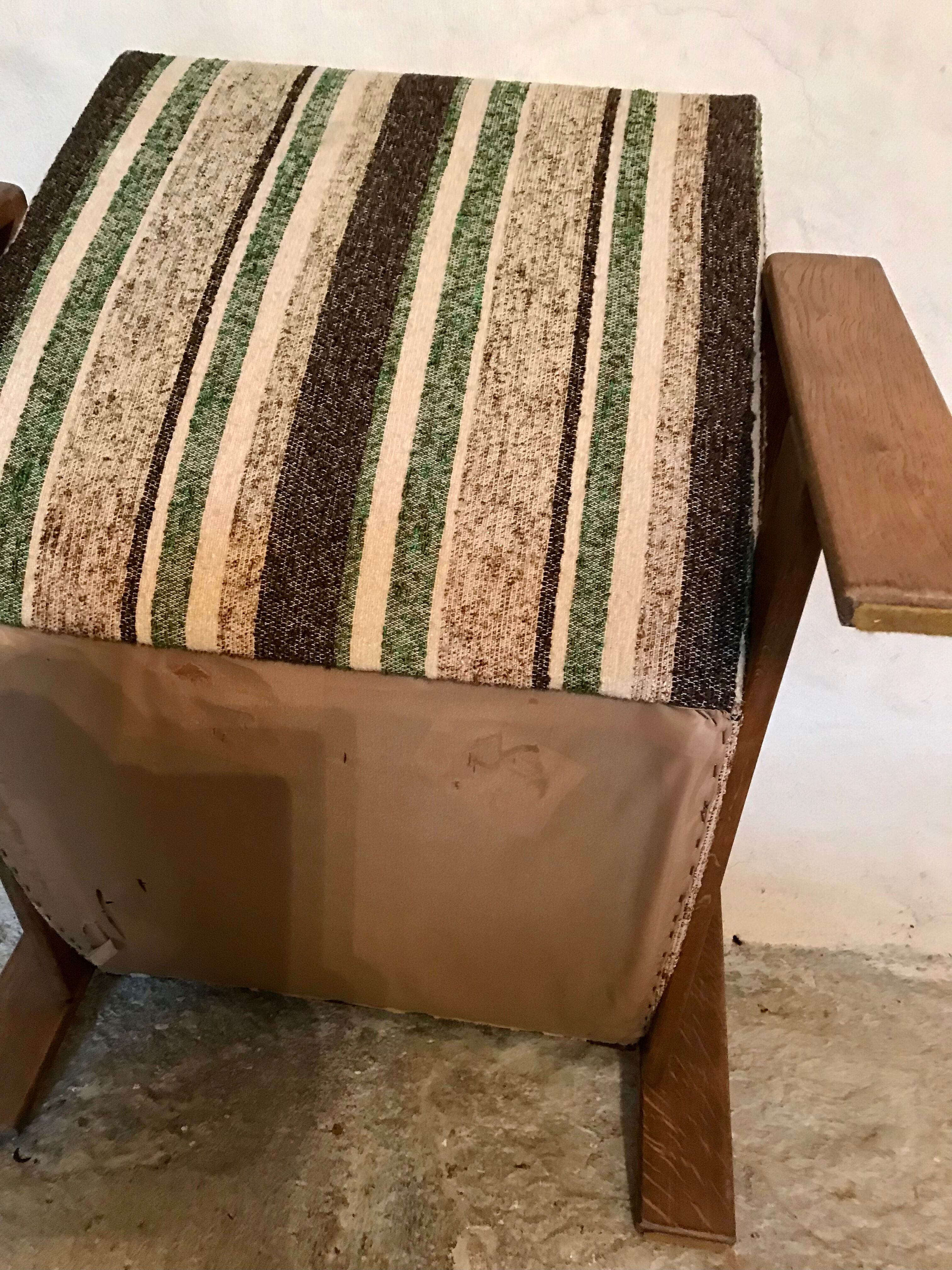 Armchair and vintage ottoman 1960-80 Sweden brutalism