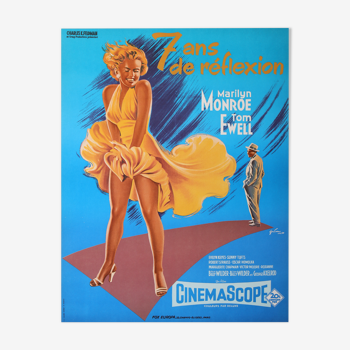 Poster Grinsson film 7 years of reflexion by Marilyn Monroe - Tom Ewell 75x58 cm