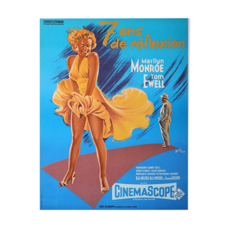 Poster Grinsson film 7 years of reflexion by Marilyn Monroe - Tom Ewell 75x58 cm