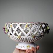 Openwork bowl in painted earthenware, Émile Tessier Le Croisic, 30-50's accident
