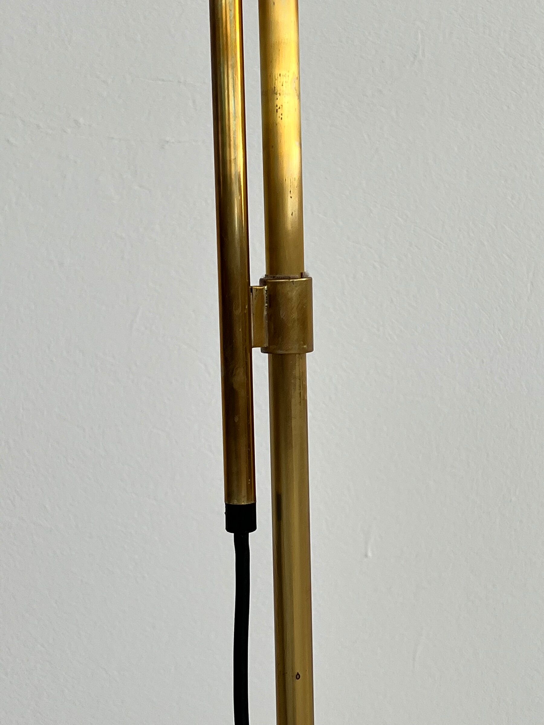 Florian schulz mid-century adjustable floor lamp in full brass, 1970