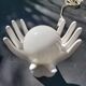 White ceramic hand lamp opaline ball 70s