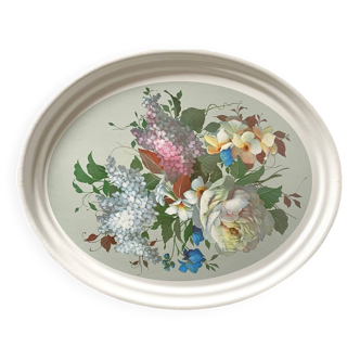 Large oval serving tray, flowery