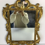 Mirror wooden gold and patinated sculpted décor hectic 55x37cm