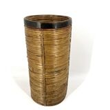 Italian copper and bamboo umbrella stand, 1960s