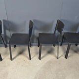 Vintage black leather dining chairs, Italy, 1980s
