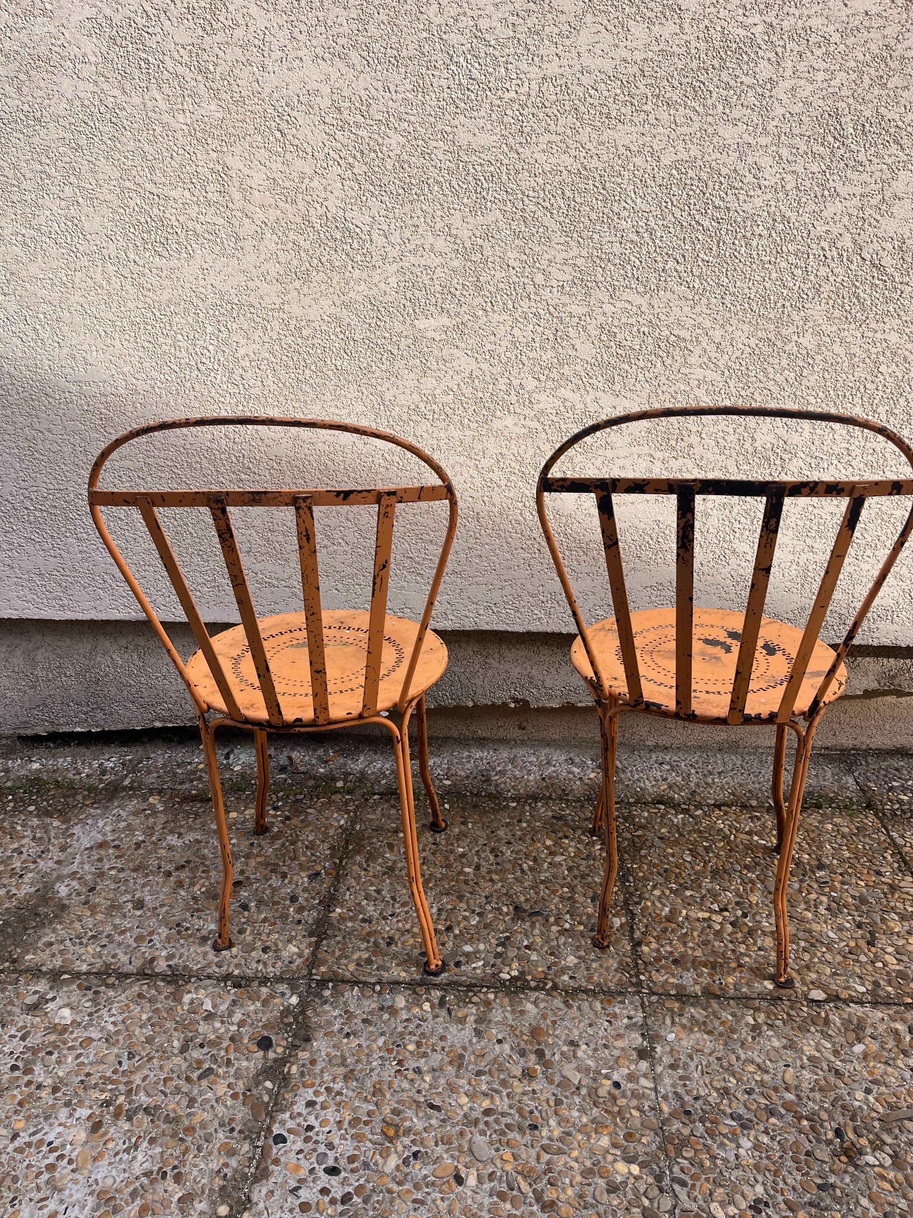 2 chaises montgolfière de jardin vintage