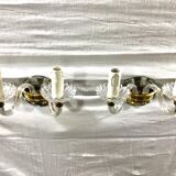 Paire d'appliques verre et cristal