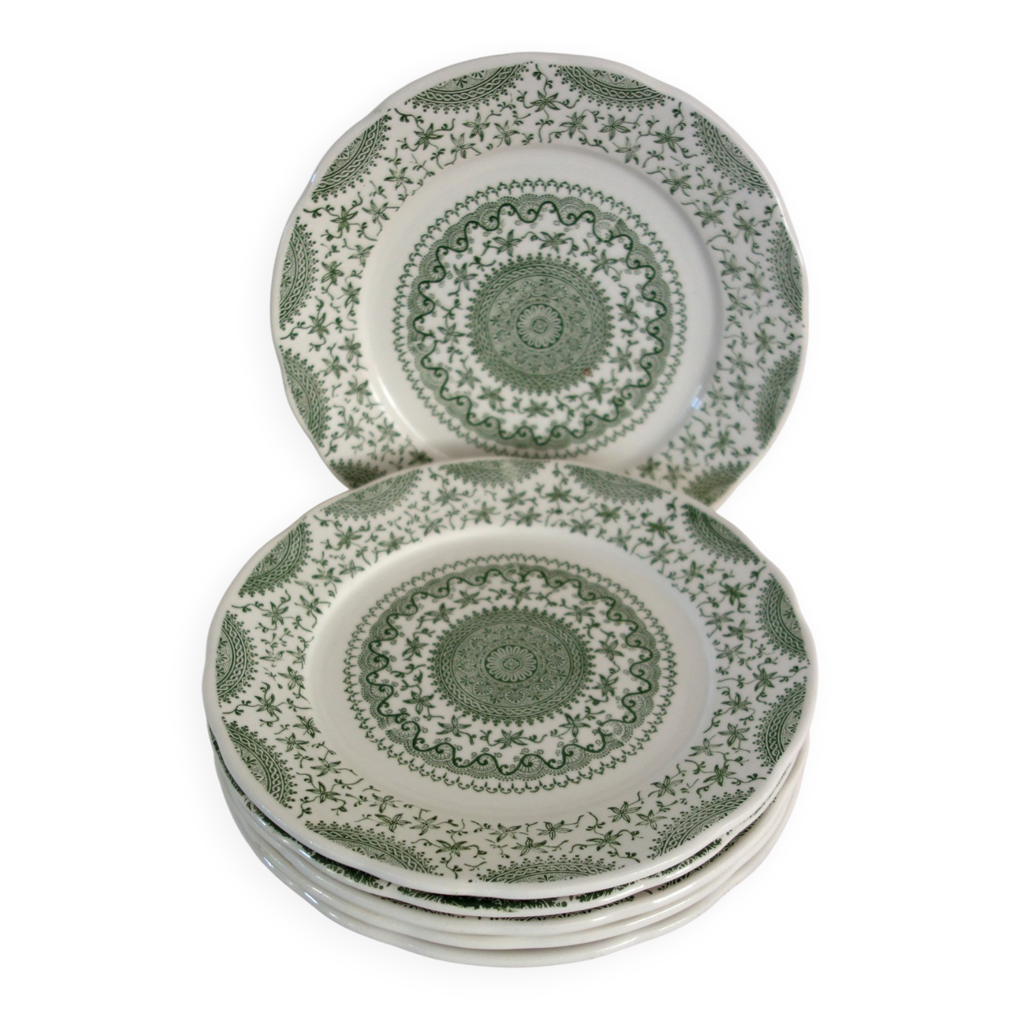6 vintage dessert plates in Fine Ware earthenware