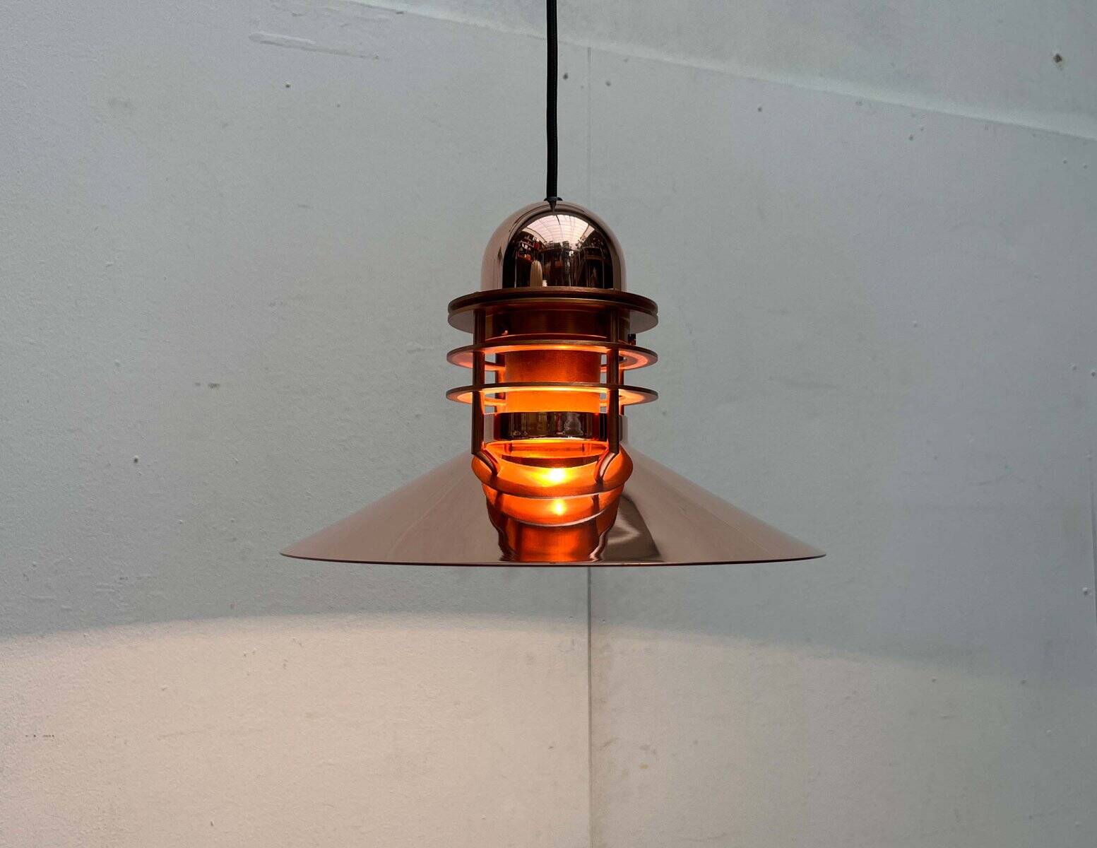 Vintage Copper Pendant Lamp Nyhavn by Alfred Homann and Ole V. Kjær for Louis Poulsen, 1980s