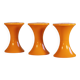 Set of 3 Tam Tam stools in orange by Henri Massonnet for Stamp, 1970.